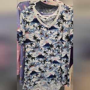 LuLaRoe Tropical Print V-Neck T-Shirt